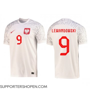 Polen Robert Lewandowski #9 Hemma Matchtröja VM 2022 Kortärmad